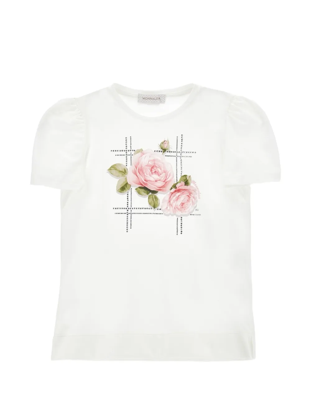 Monnalisa floral-print T-shirt - Bianco