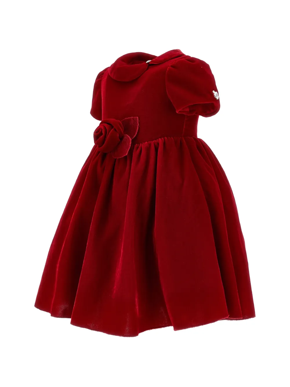 Monnalisa Jurk met Peter Pan-kraag en roos-applicatie Rood