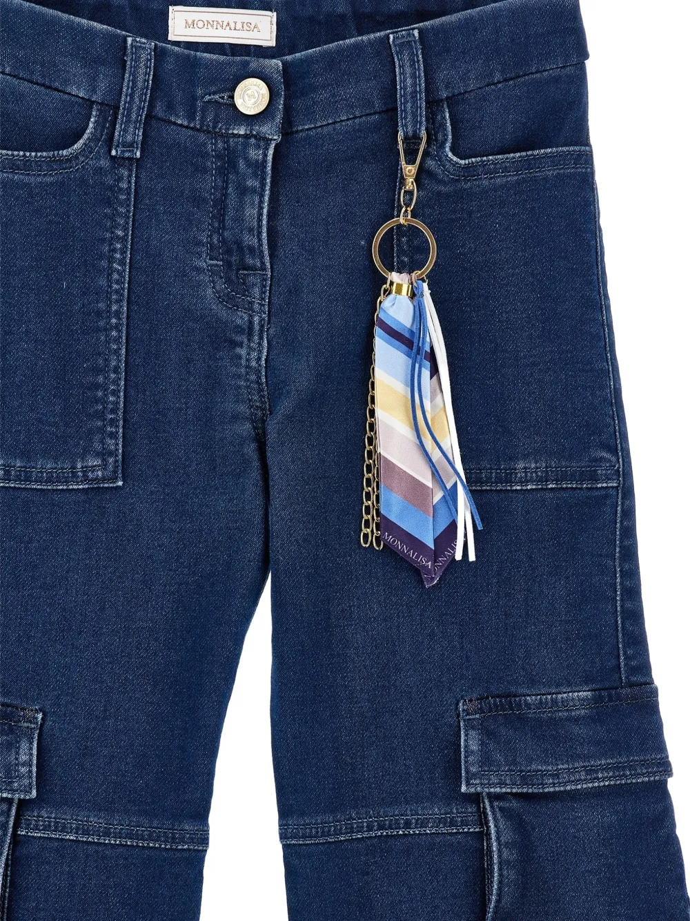 Monnalisa Cargo broek met sjaaldetail Blauw