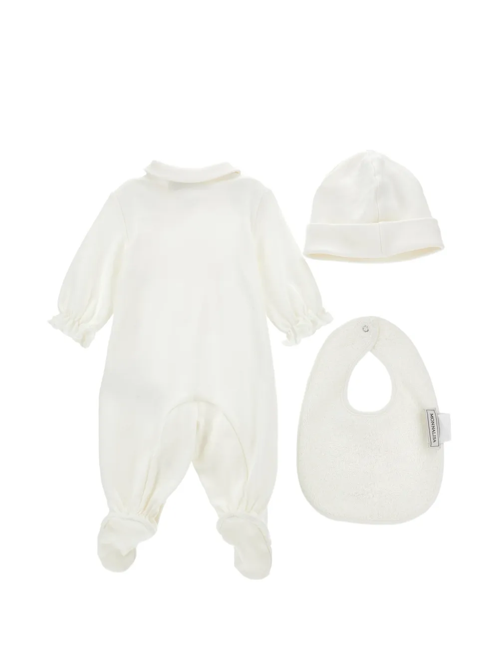 Monnalisa Driedelig romperset met carrouselprint en ruches Beige