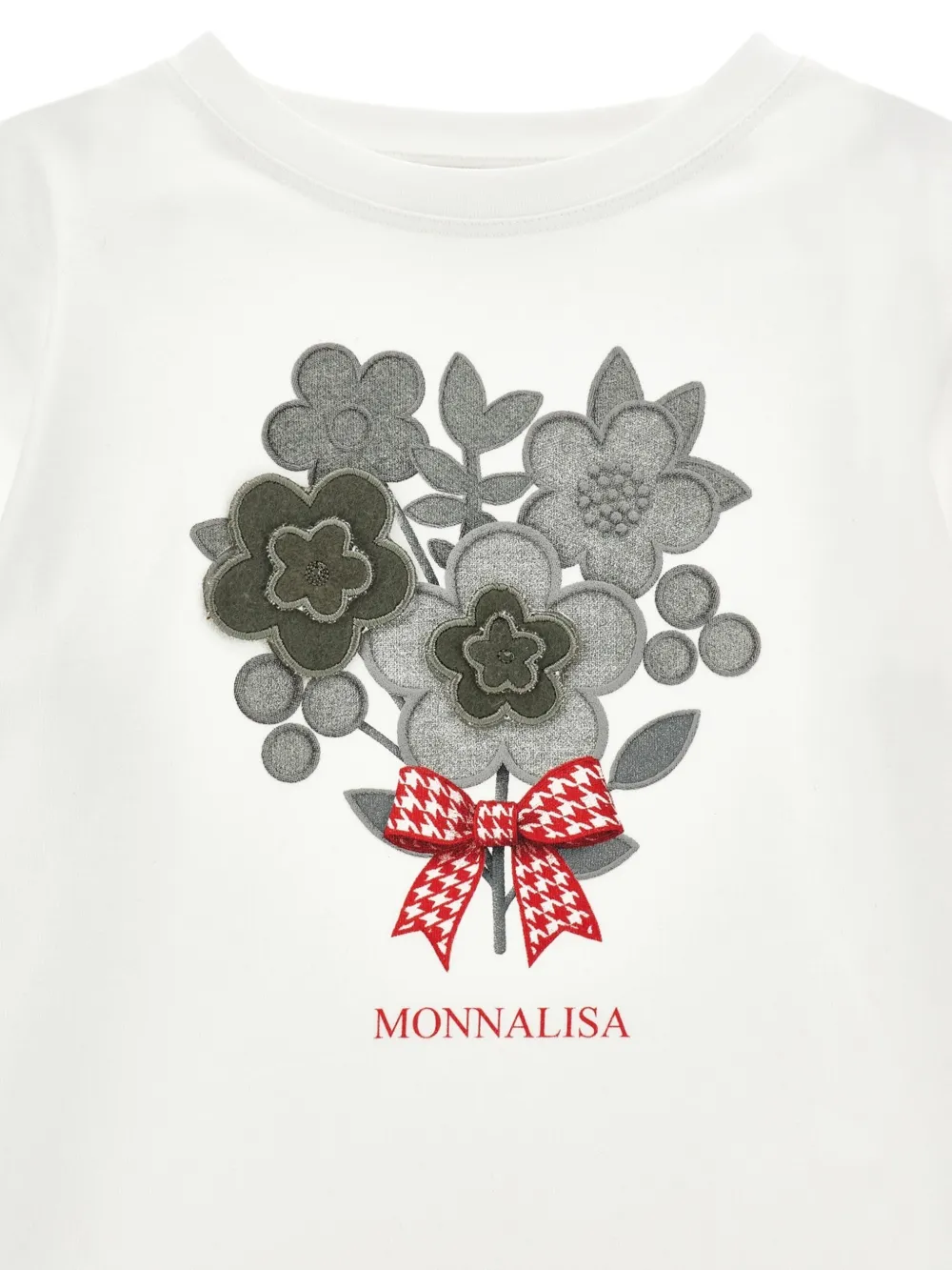 Monnalisa T-shirt met bloemenpatch Wit