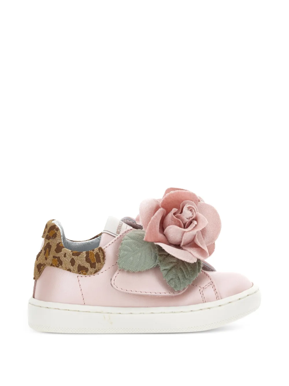 Monnalisa Sneakers met luipaardprint en bloemapplicatie Roze
