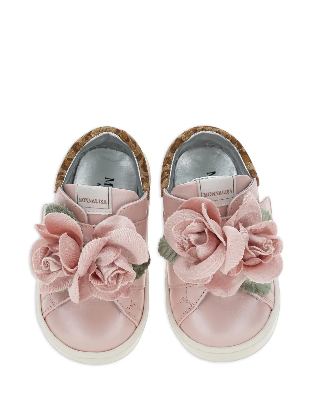 Monnalisa Sneakers met luipaardprint en bloemapplicatie Roze