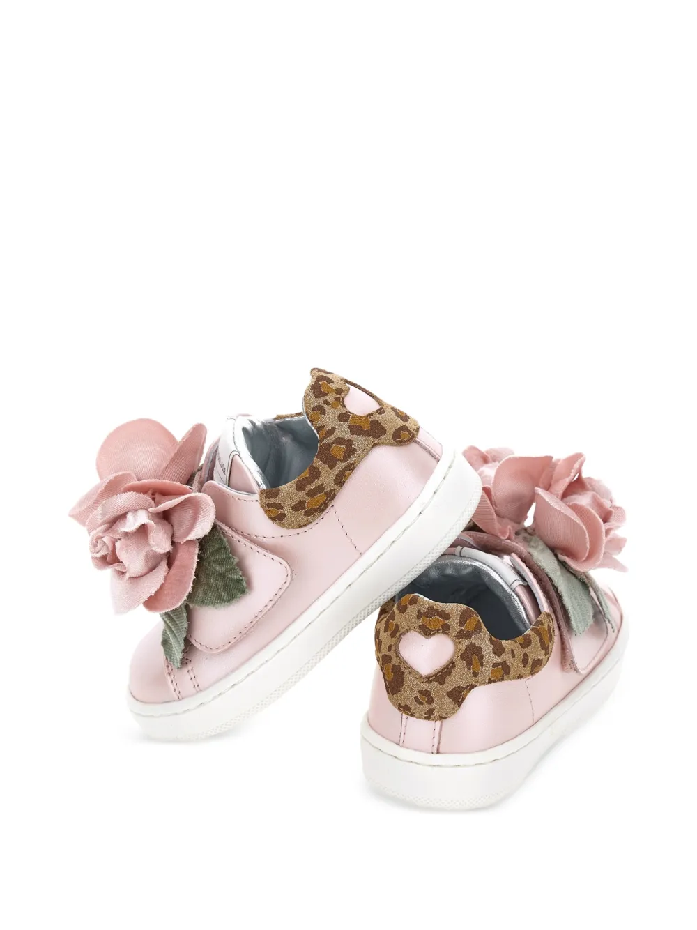Monnalisa Sneakers met luipaardprint en bloemapplicatie Roze