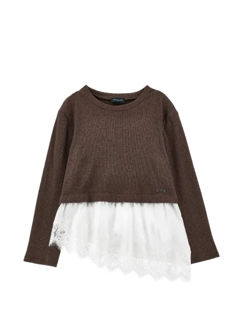 Monnalisa pull bordé de dentelle à design superposé