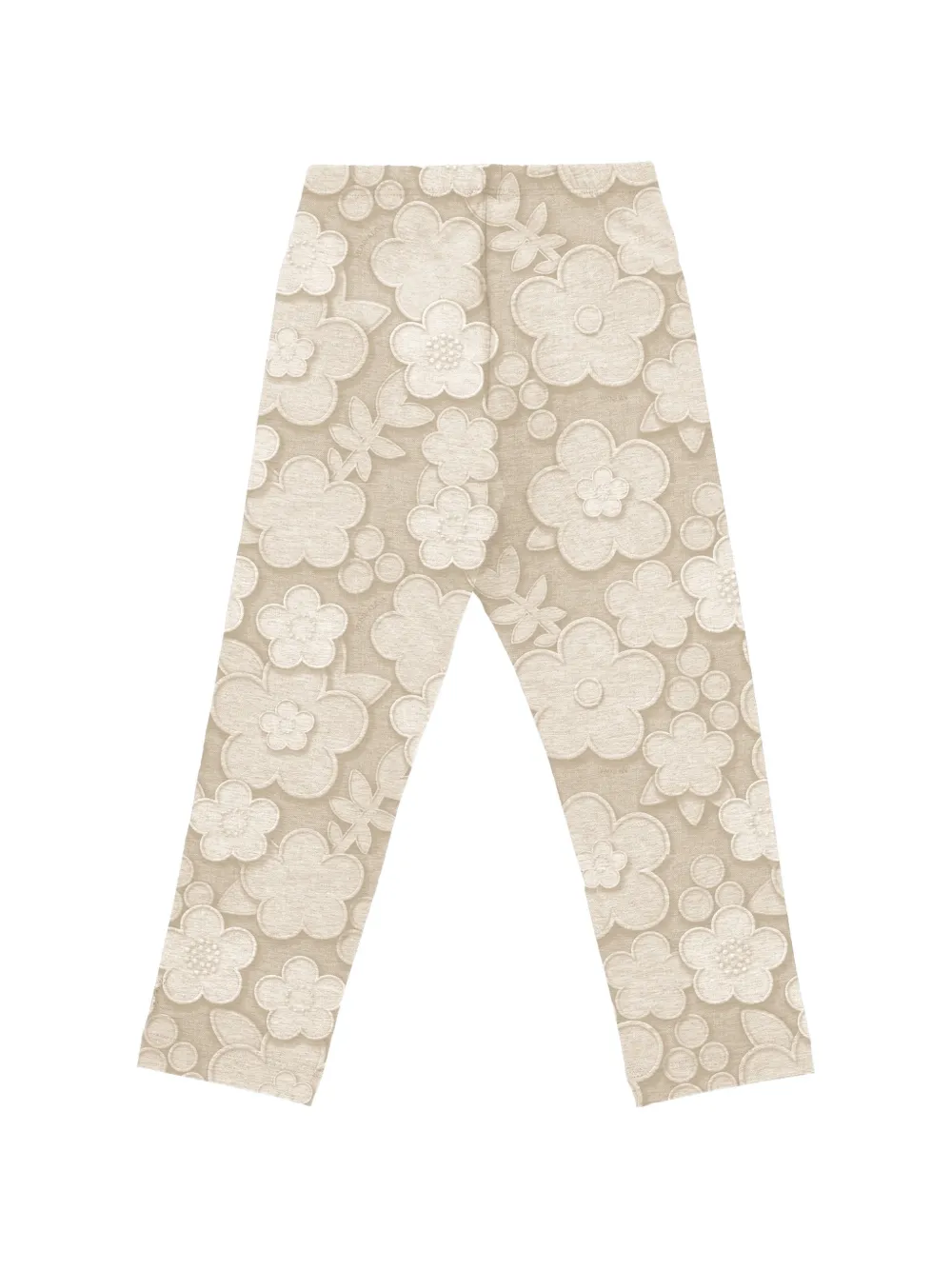 Monnalisa Legging met geborduurde bloemen Beige