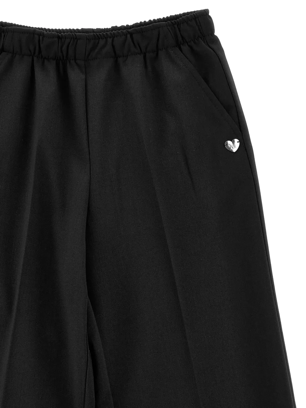 Monnalisa Broek met elastische taille en hartplakkaat Zwart