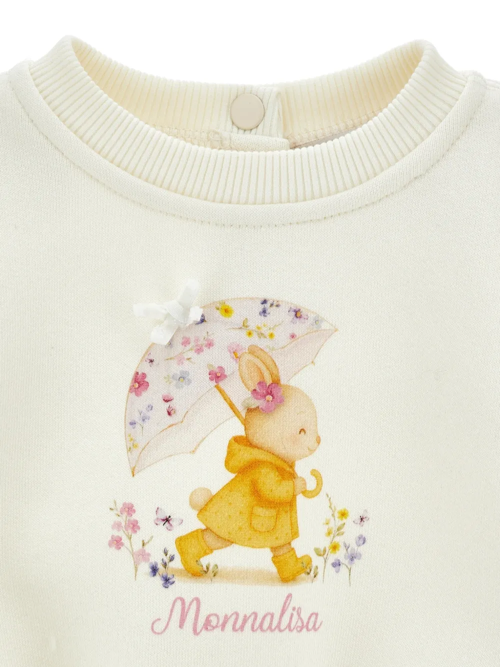 Monnalisa Trui met grafische print en strik-detail Beige