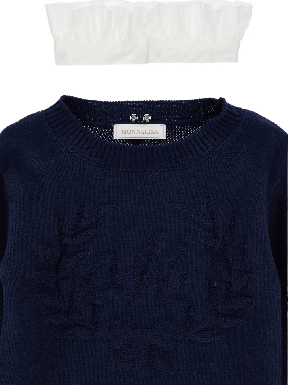  Monnalisa Pull à Col Volanté - Bleu 