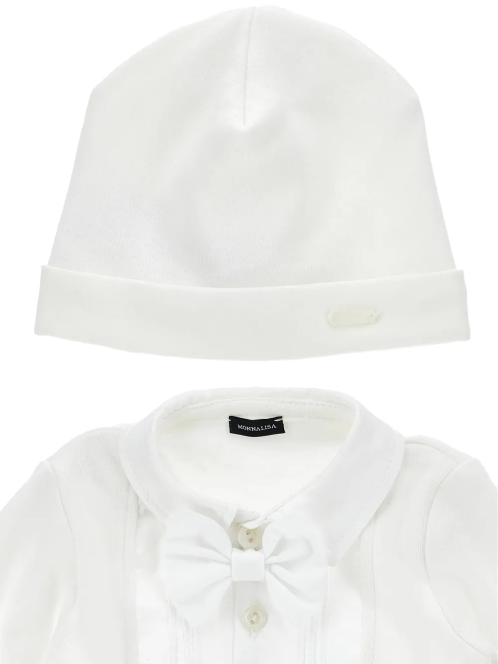 Monnalisa Romper en muts met strikdetail Wit