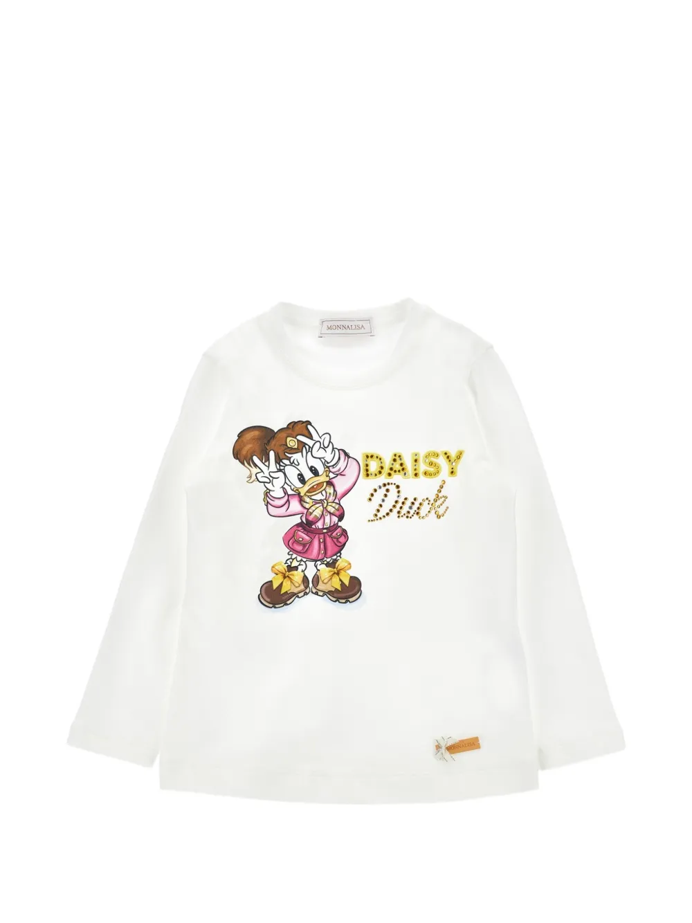 Monnalisa T-shirt Daisy Duck con strass - Bianco