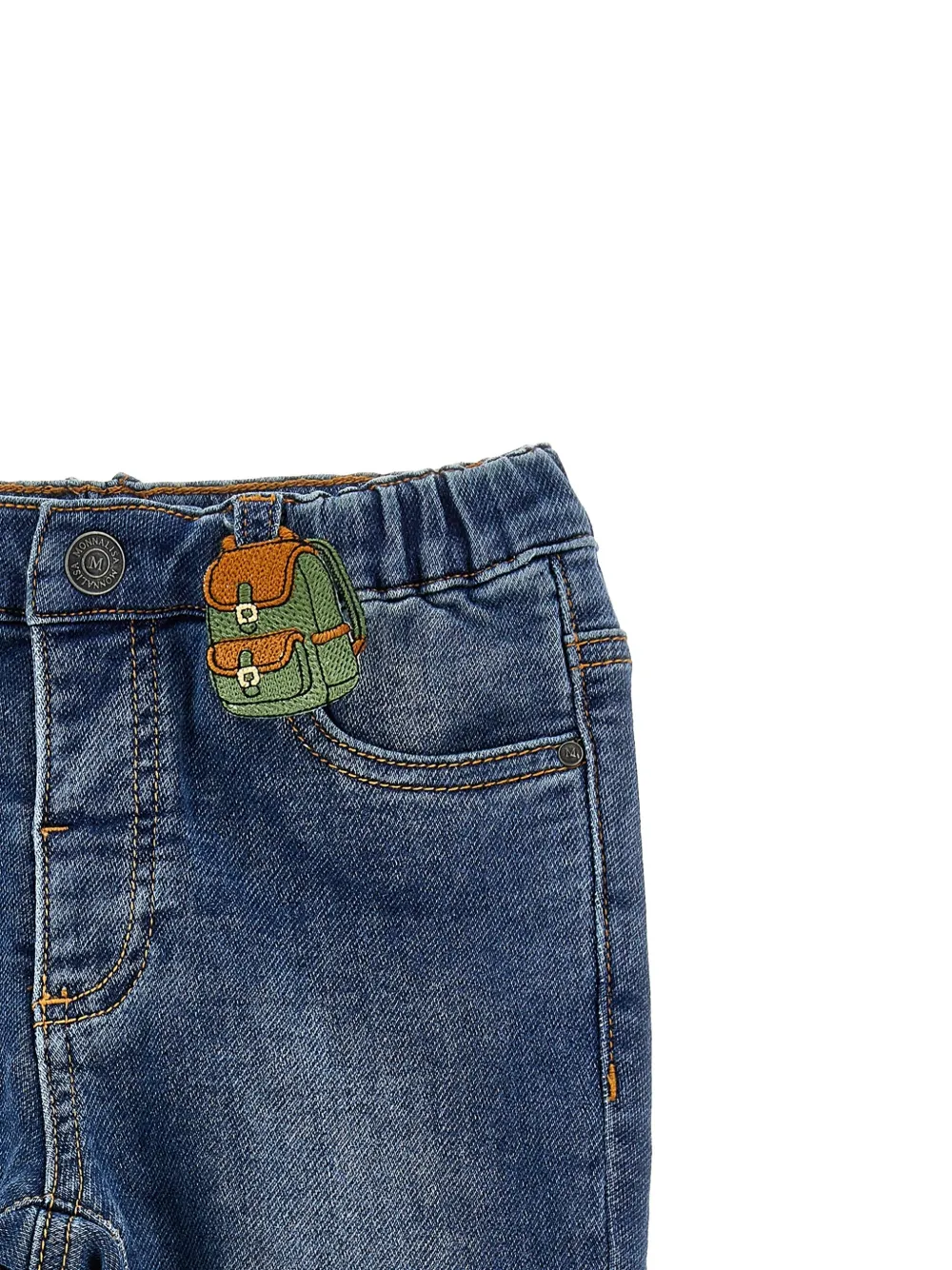 Monnalisa Gerafelde jeans met patch Blauw