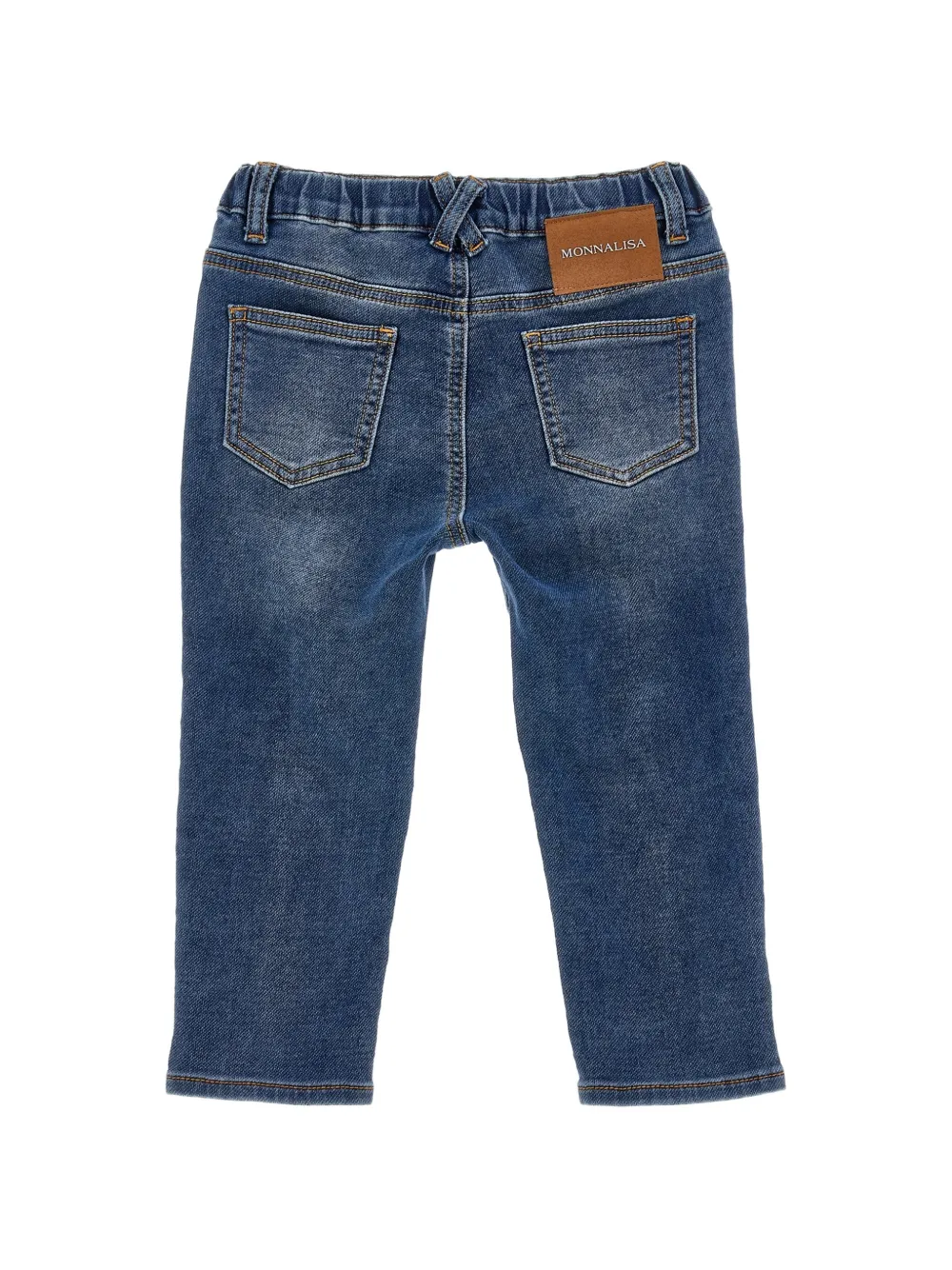 Monnalisa Gerafelde jeans met patch Blauw
