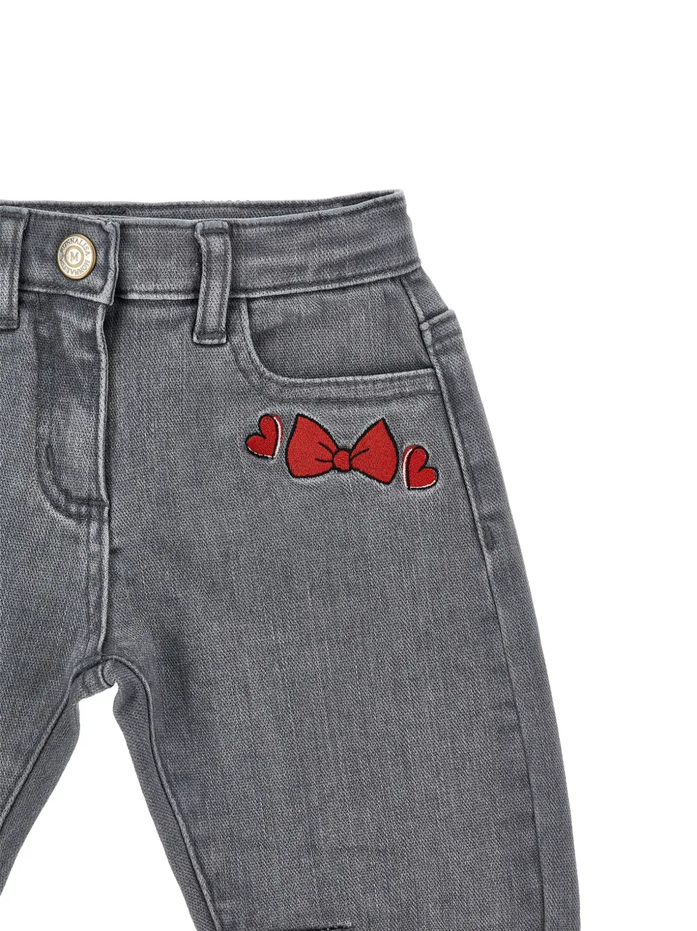 Monnalisa Jeans met borduurwerk Grijs