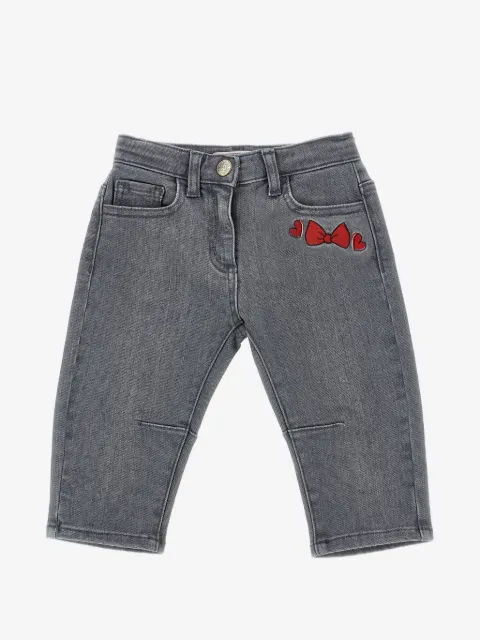 Monnalisa bow-embroidered jeans