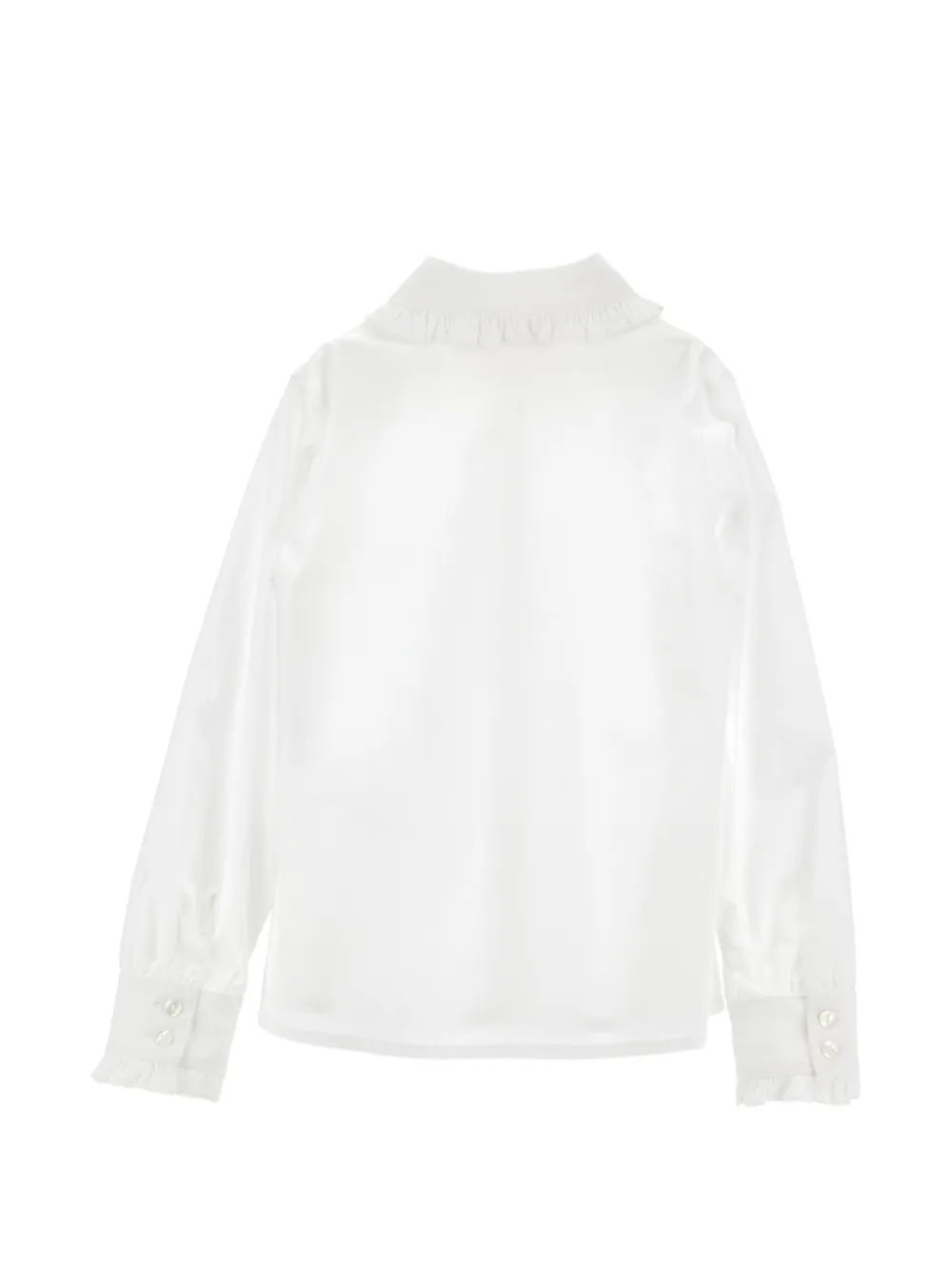 Monnalisa Blouse met ruchekraag en strikdetail Wit