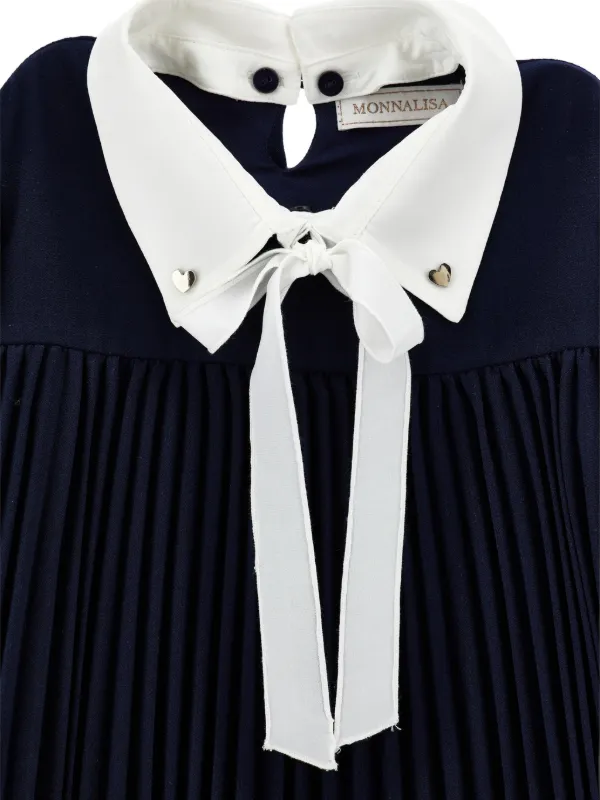 Monnalisa Pleated detachable-collar Dress | Blue | FARFETCH