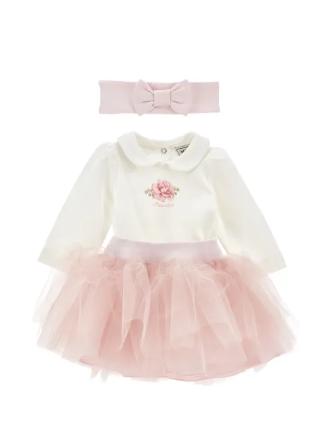 Monnalisa rose-print tulle babywear