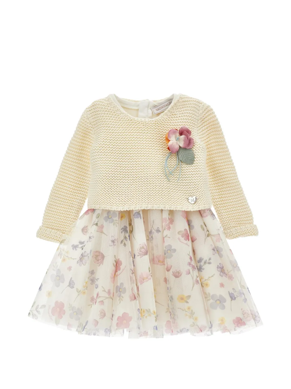 Monnalisa floral-print 2-in-1 dress - Neutrals
