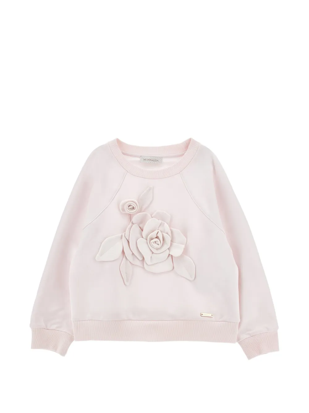 Monnalisa Felpa semi con applicazione a fiori - Rosa