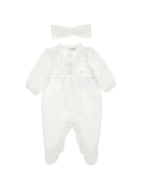 Monnalisa floral-embroidered ruffled babywear