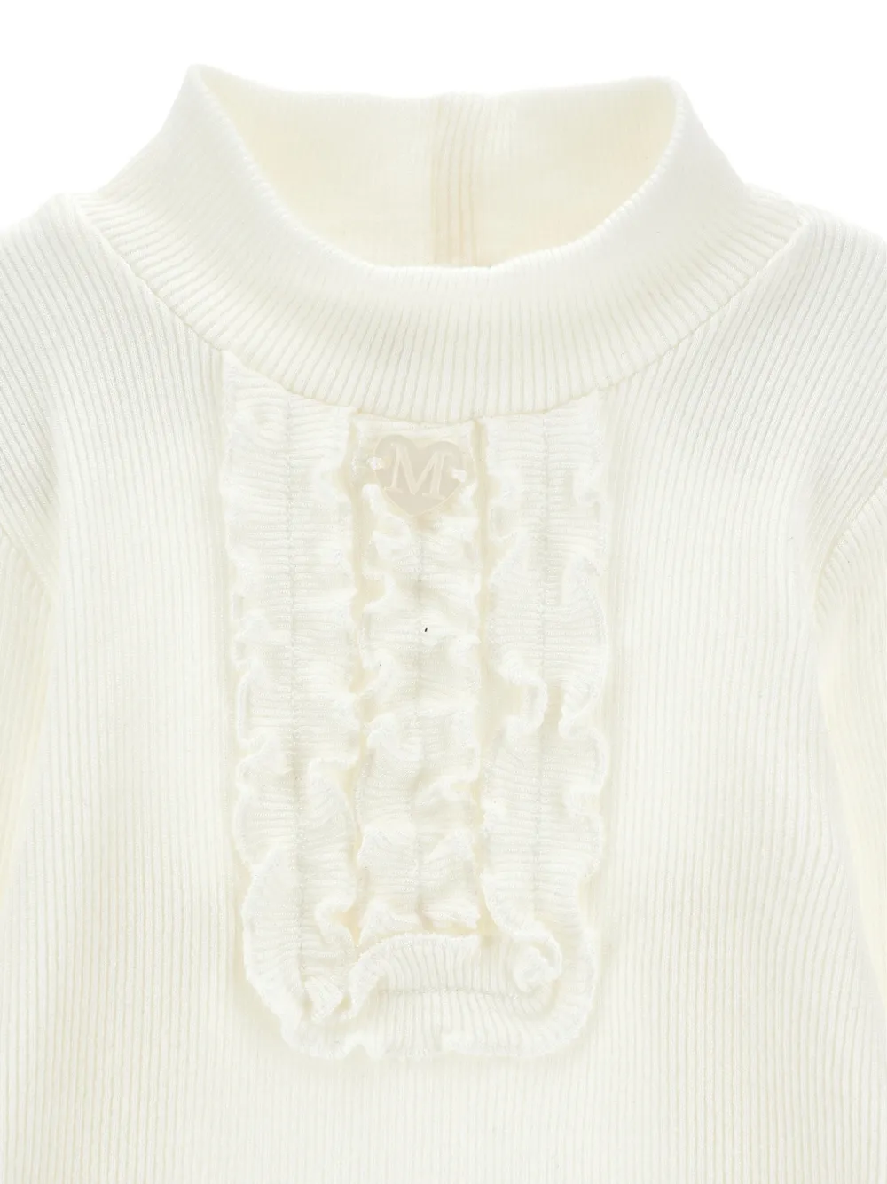 Monnalisa Geribbelde trui met ruches Beige