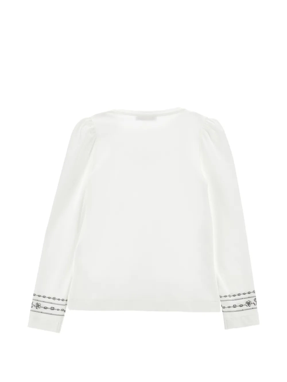 Monnalisa T-shirt met stras en pofmouwen Wit