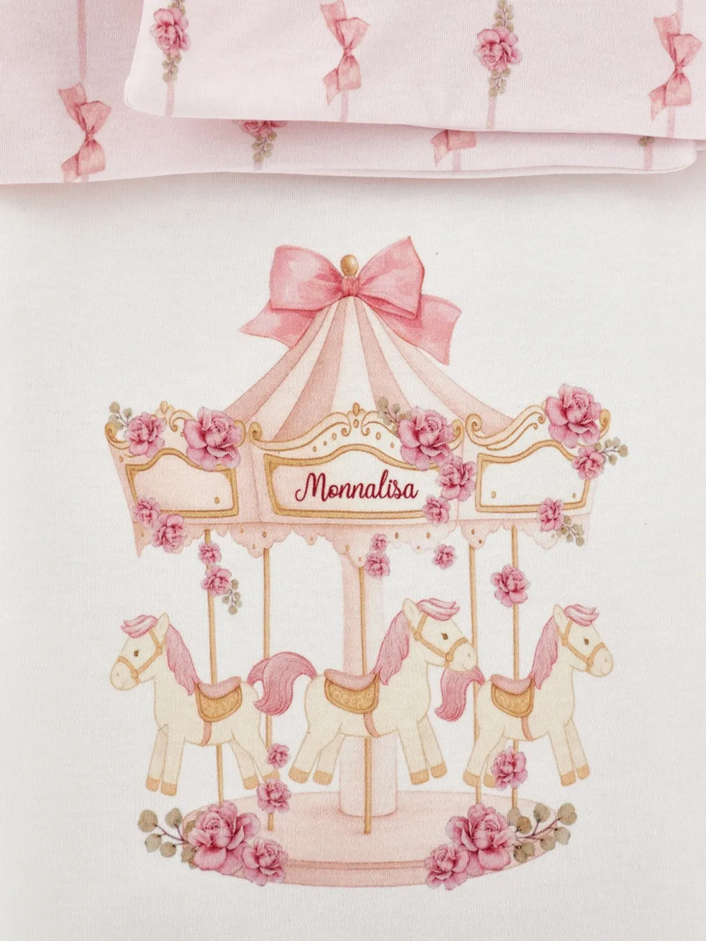 Monnalisa Deken met bloemenprint en carrouselprint Wit