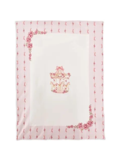 Monnalisa carousel-print floral-border blanket