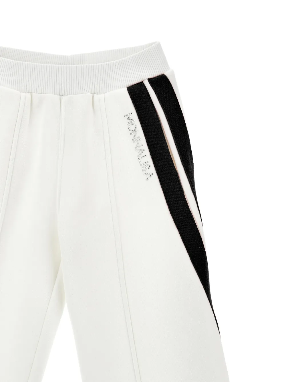 Monnalisa Trainingsbroek met zijstreep en logo van stras Wit