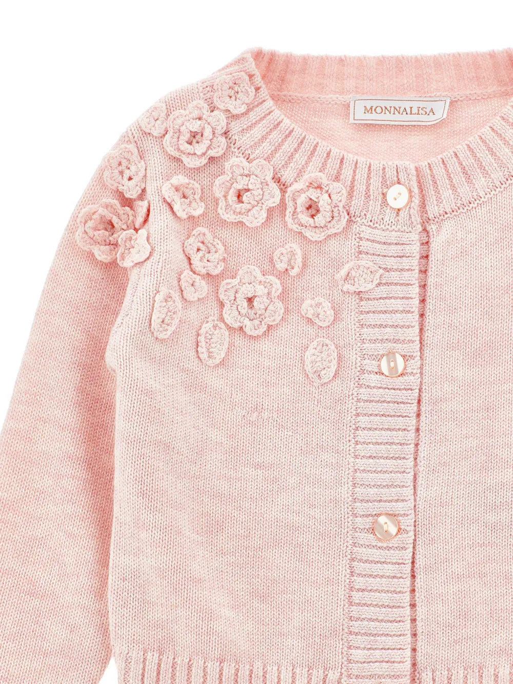 Monnalisa Vest met bloemen-applicatie Roze