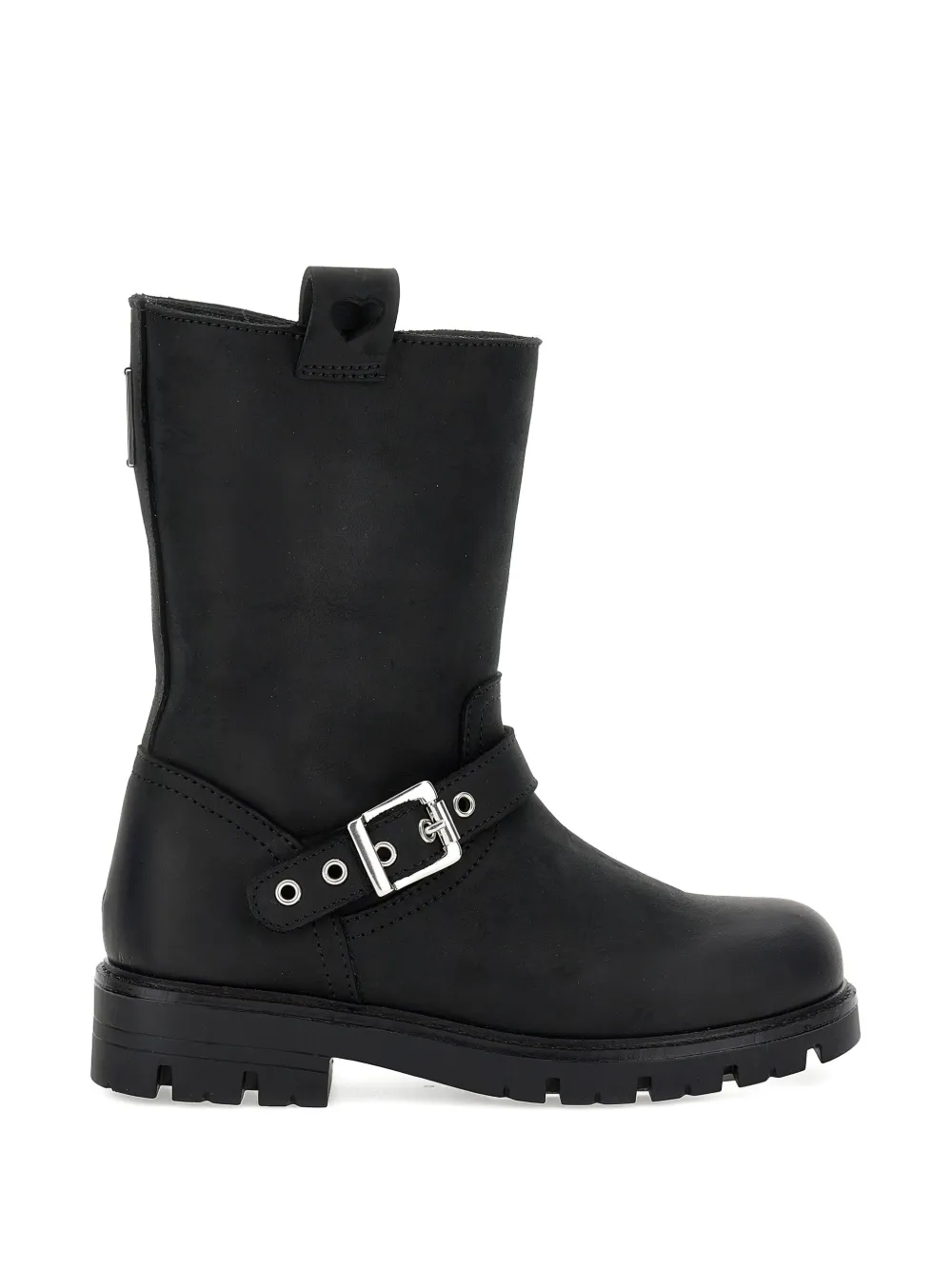 Monnalisa Stivali in pelle con fibbia - Nero