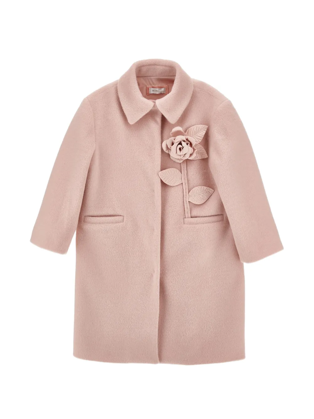 Monnalisa Cappotto con applicazione a fiori - Rosa