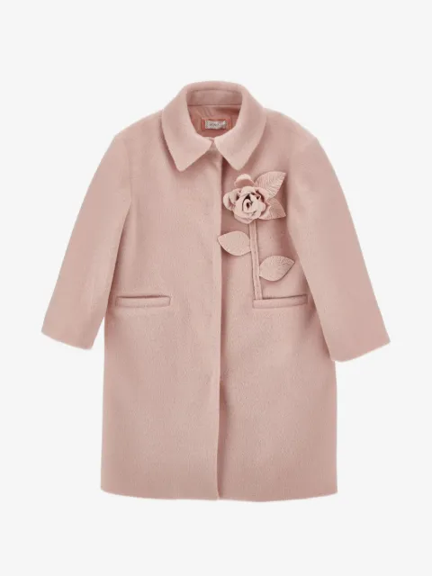 Monnalisa floral-appliqué collared coat