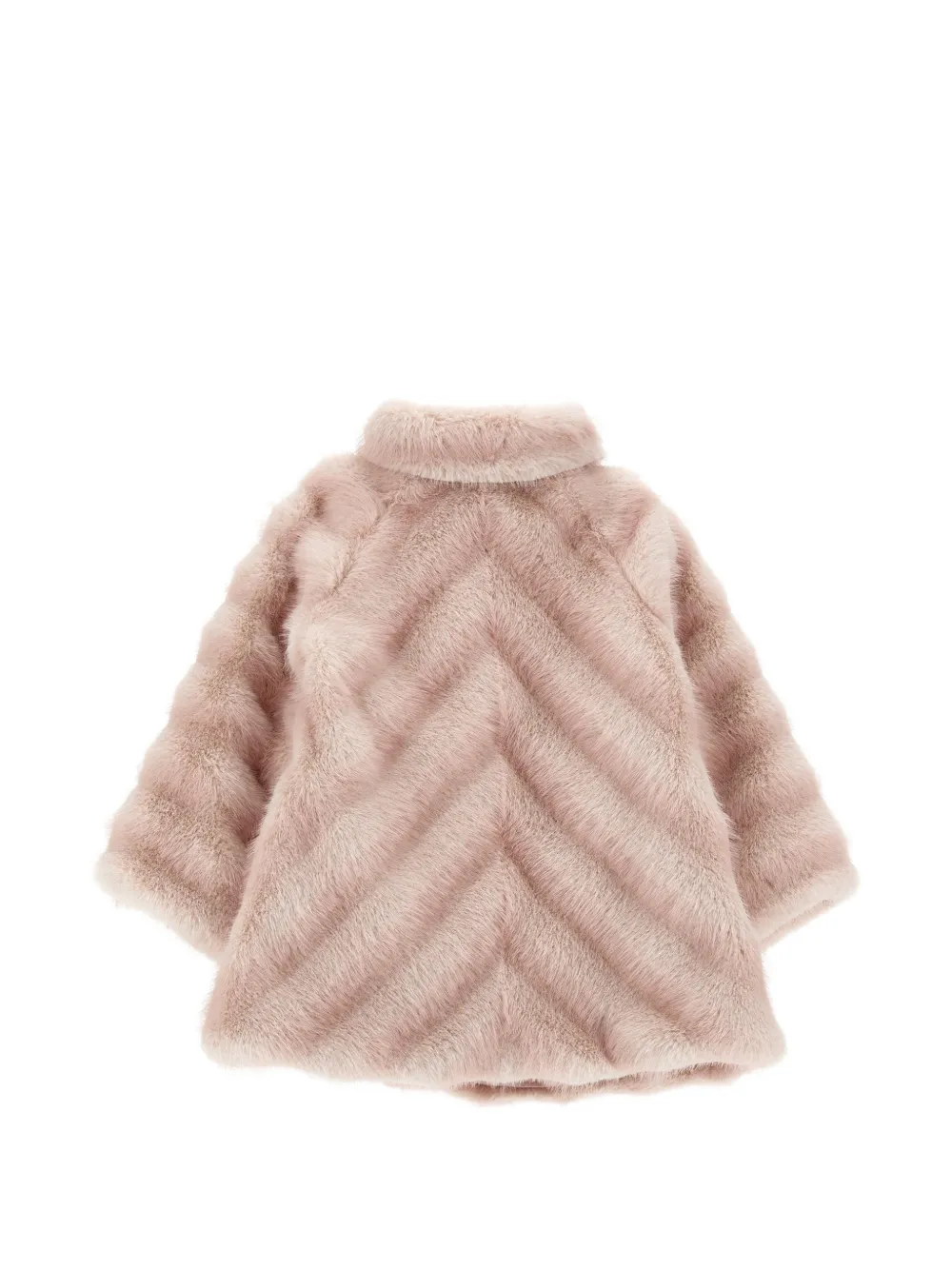 Monnalisa Jas van imitatiebont met chevron streep Roze