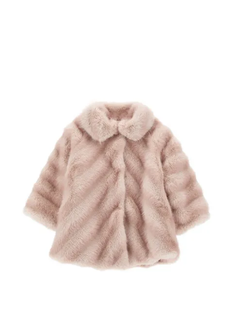 Monnalisa Mantel aus Faux Fur mit Chevronmuster