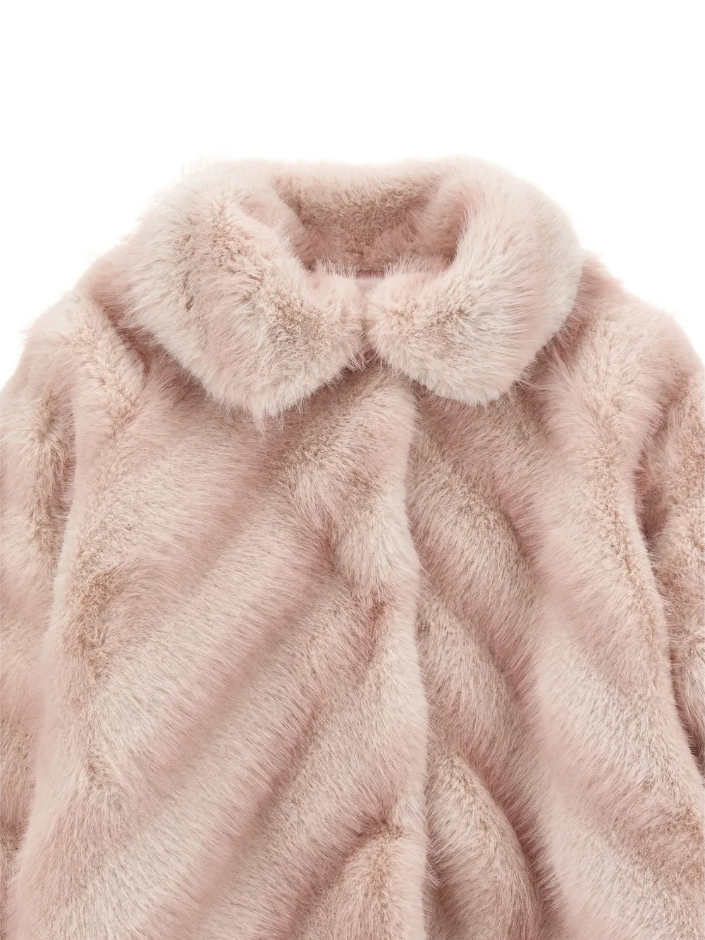 Monnalisa Jas van imitatiebont met chevron streep Roze