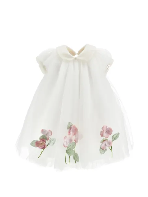 Monnalisa floral-appliqué tulle dress
