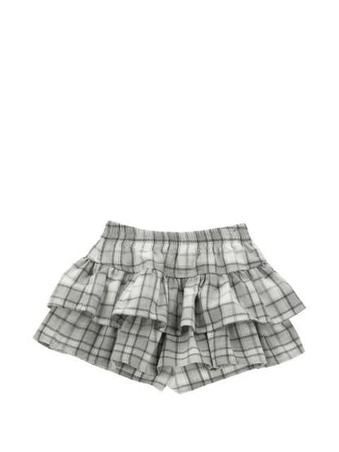 Monnalisa check-pattern ruffled skirt