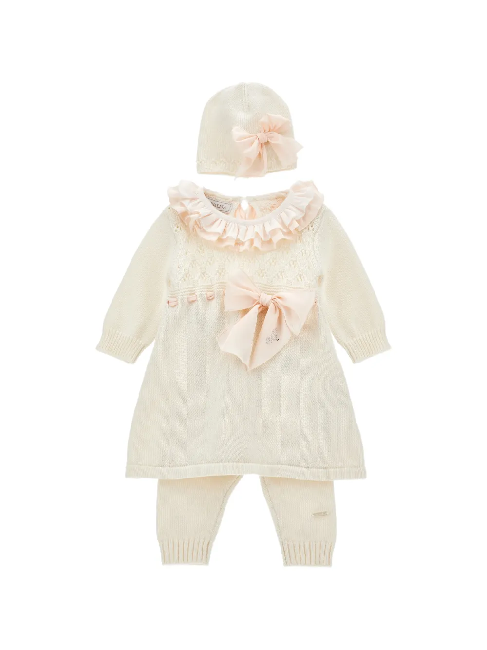 Monnalisa Set pantaloni con fiocco (3 pezzi) - Bianco