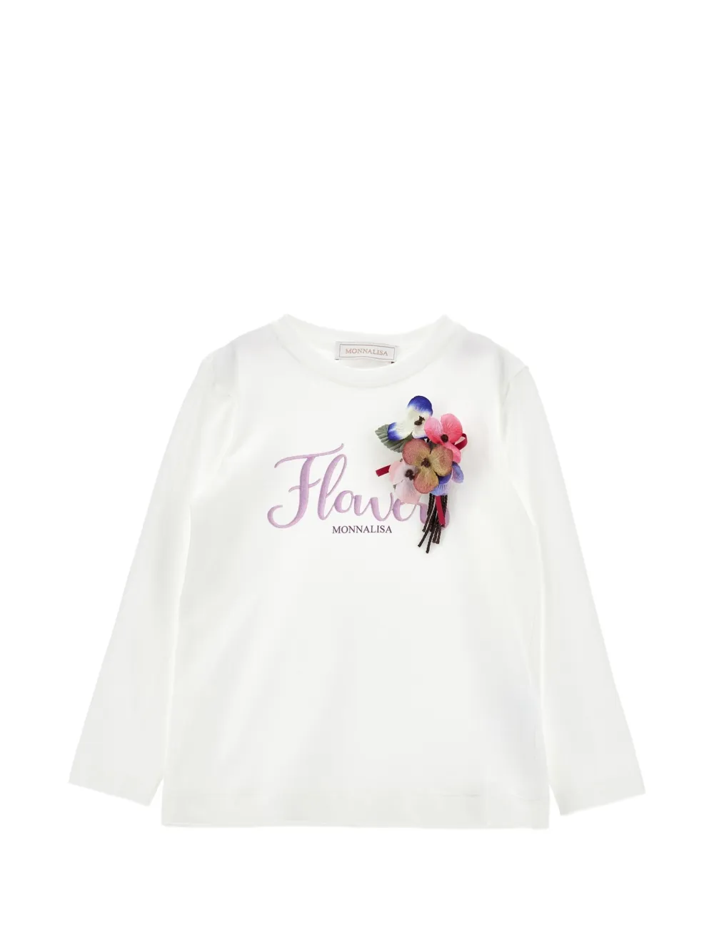 Monnalisa T-shirt con applicazione a fiori - Bianco
