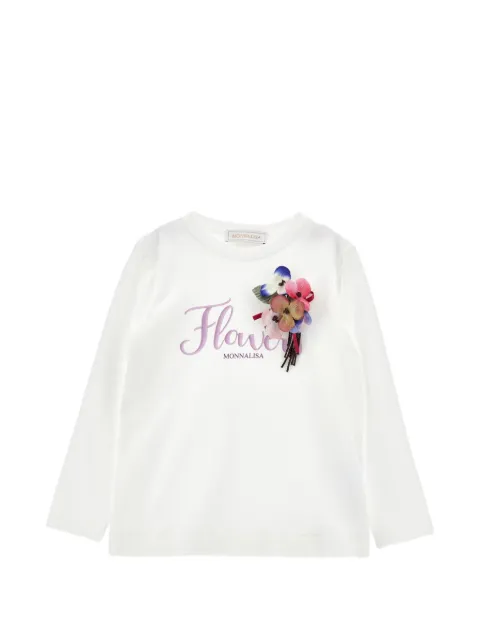 Monnalisa floral-appliqué T-shirt