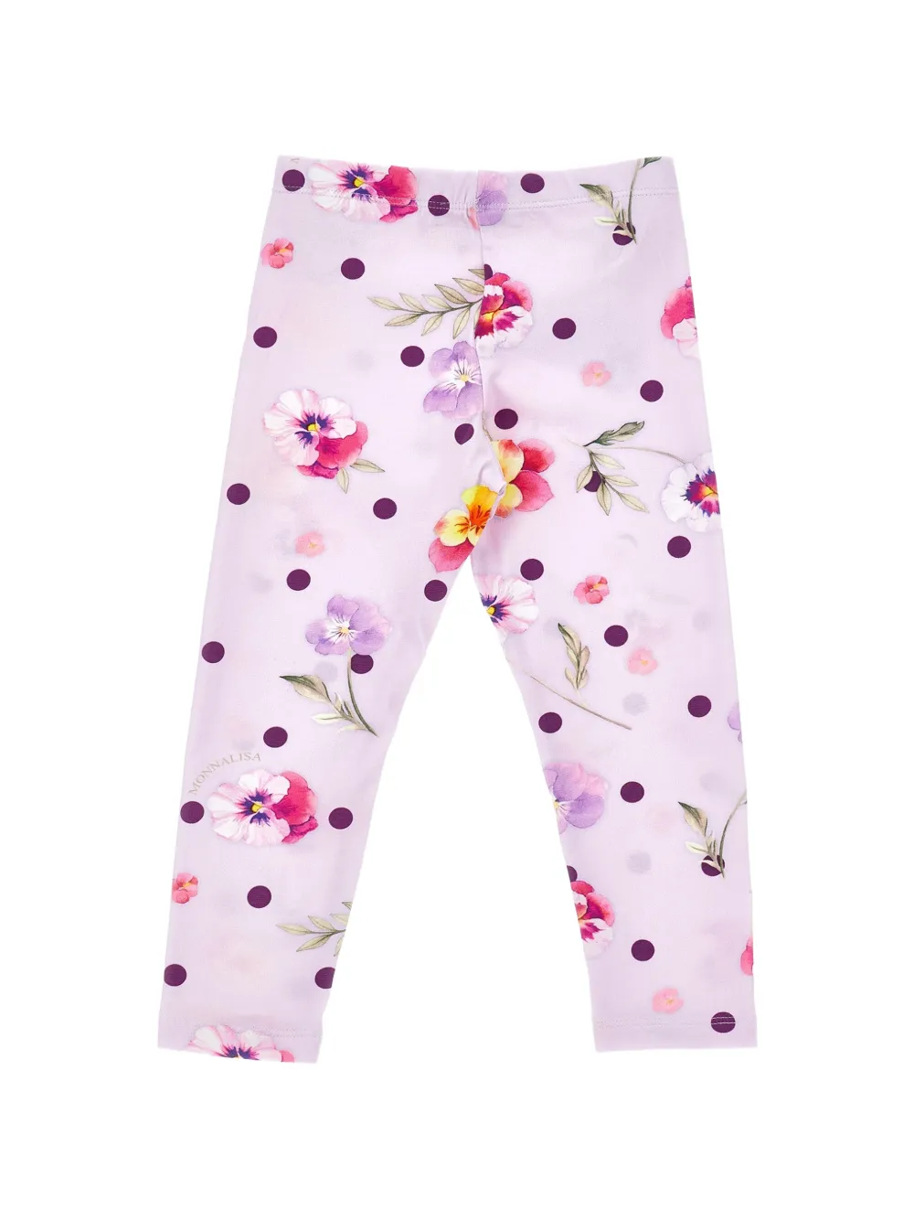 Monnalisa Legging met bloemenprint en stippen Paars