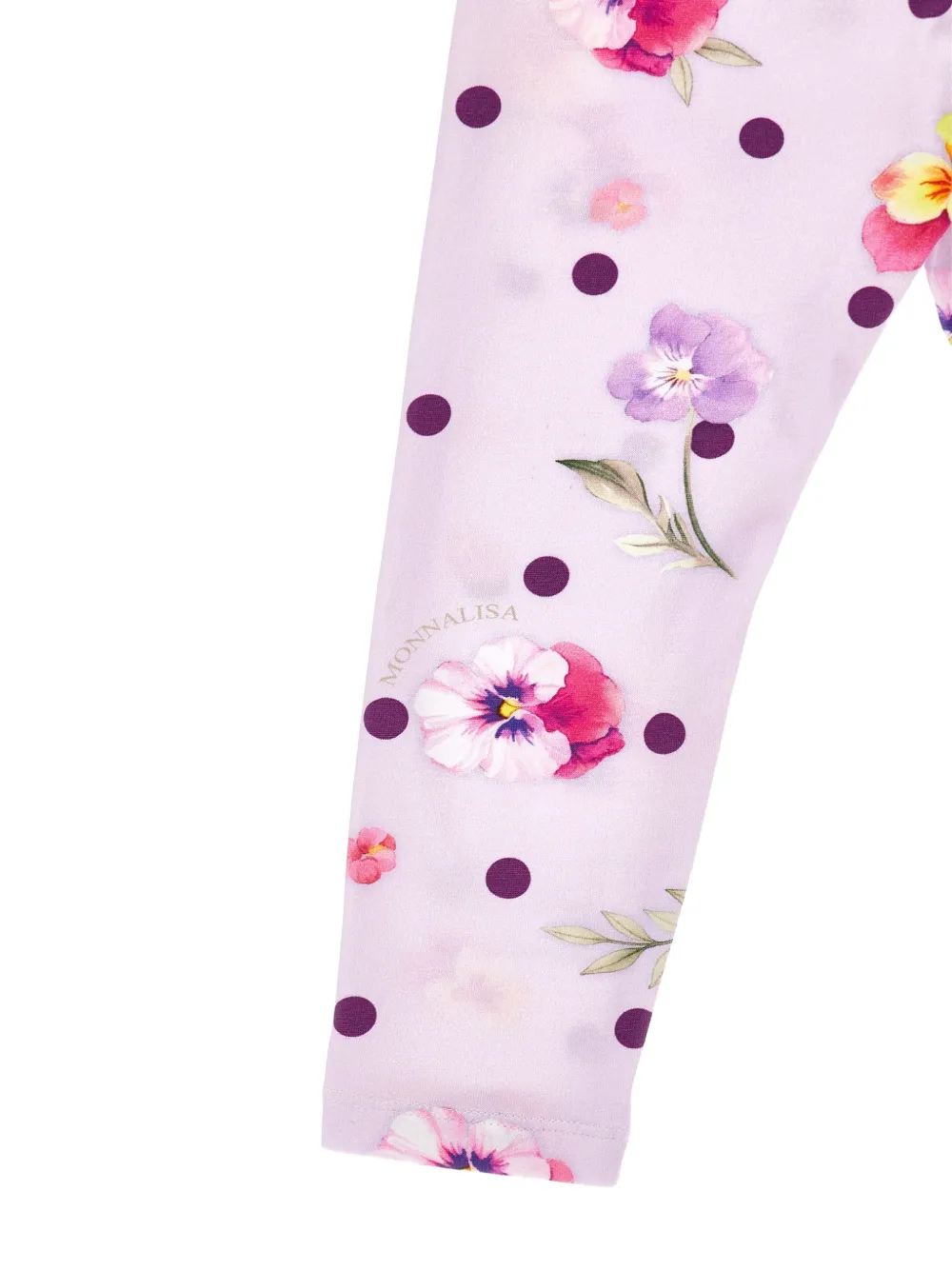 Monnalisa Legging met bloemenprint en stippen Paars
