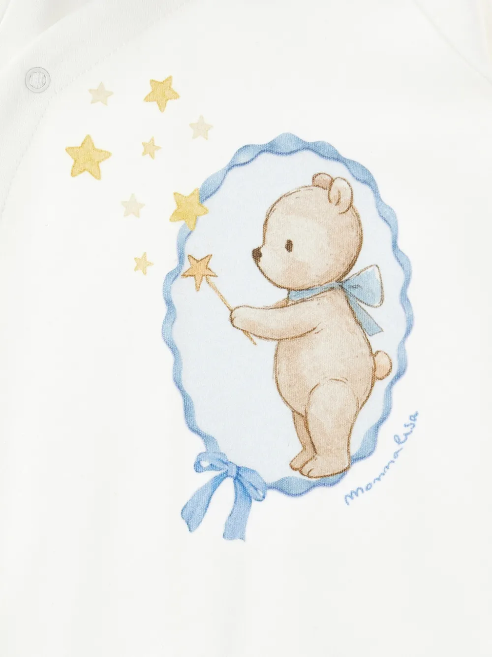 Monnalisa Pyjama en deken set met gestreepte afwerking en teddybeerprint Wit
