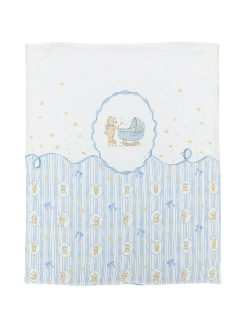 Monnalisa Pyjama en deken set met gestreepte afwerking en teddybeerprint Wit