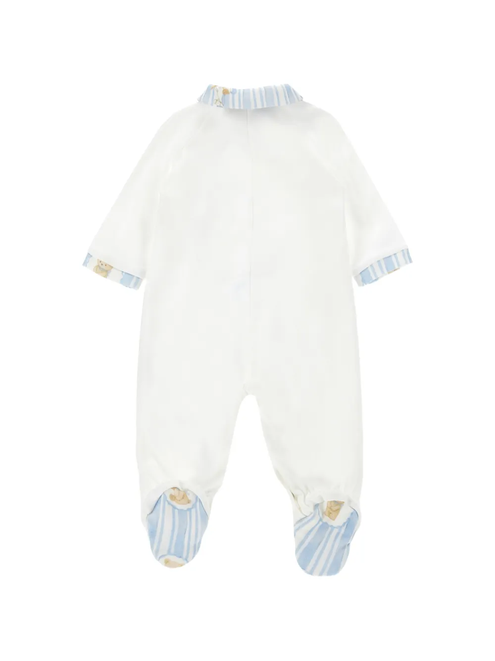 Monnalisa Pyjama en deken set met gestreepte afwerking en teddybeerprint Wit