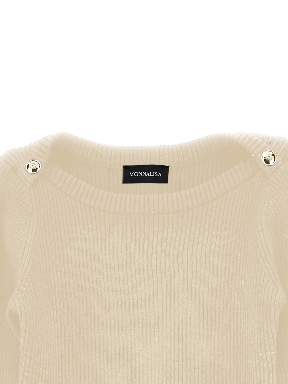 Monnalisa Geribbelde jurk met knoopdetail Beige