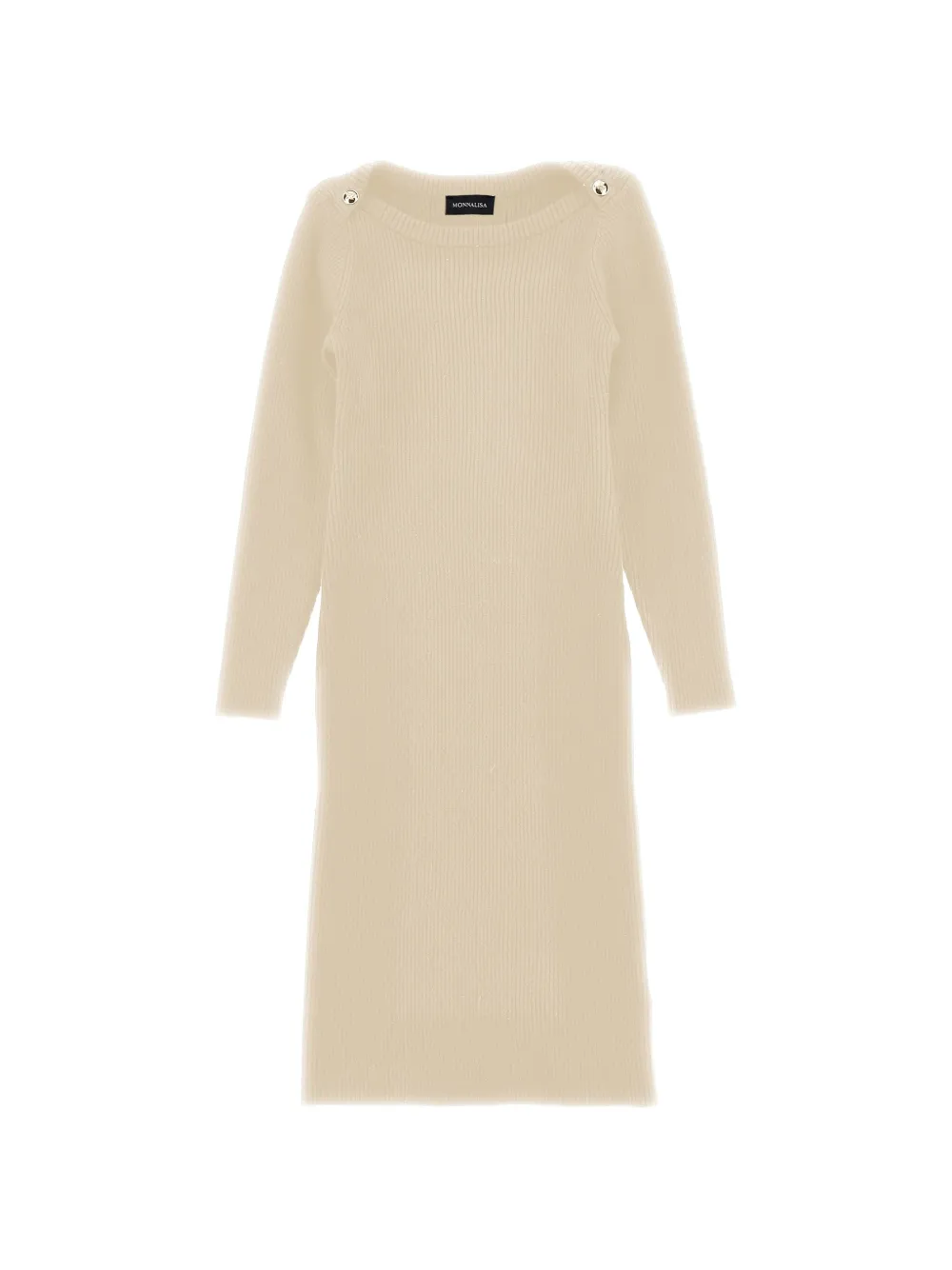 Monnalisa Geribbelde jurk met knoopdetail Beige