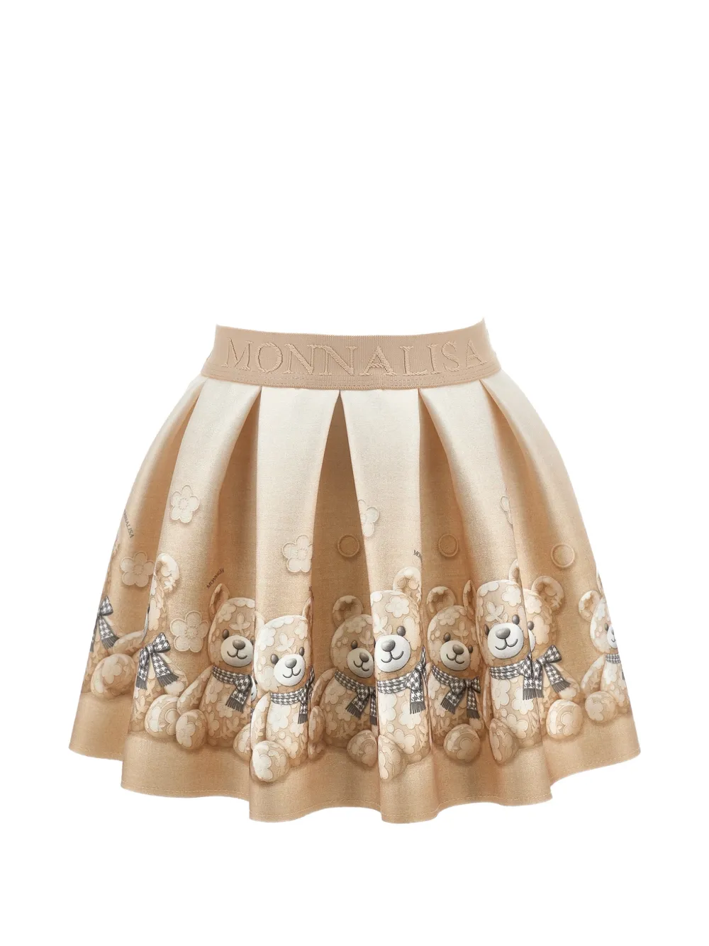 Monnalisa Gonna plissettata con stampa Teddy Bear - Toni neutri